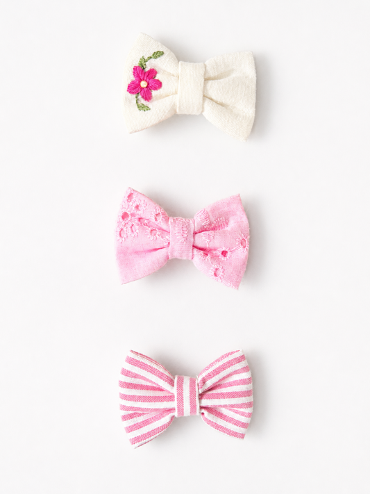 Soft Fabric Bow Clip Set (Set of 3)